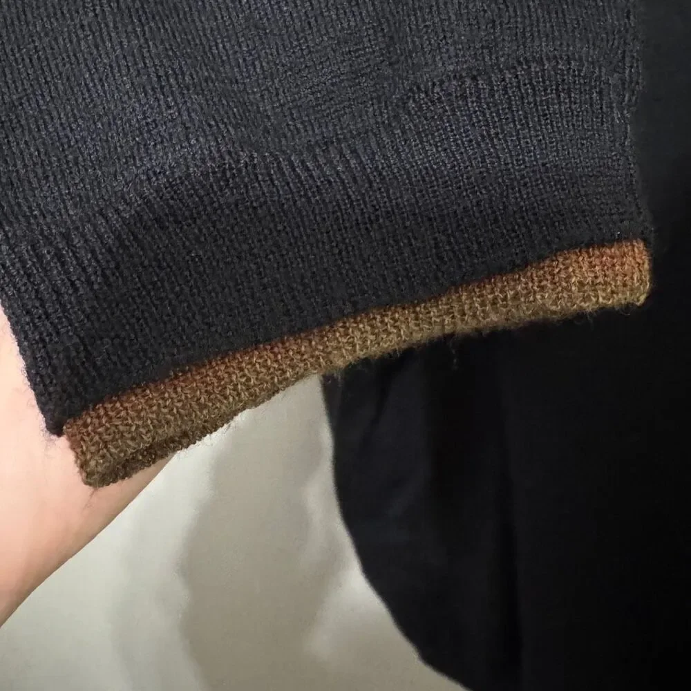 Robert Graham Wool V Neck Pullover Sweater Fitted black size XL